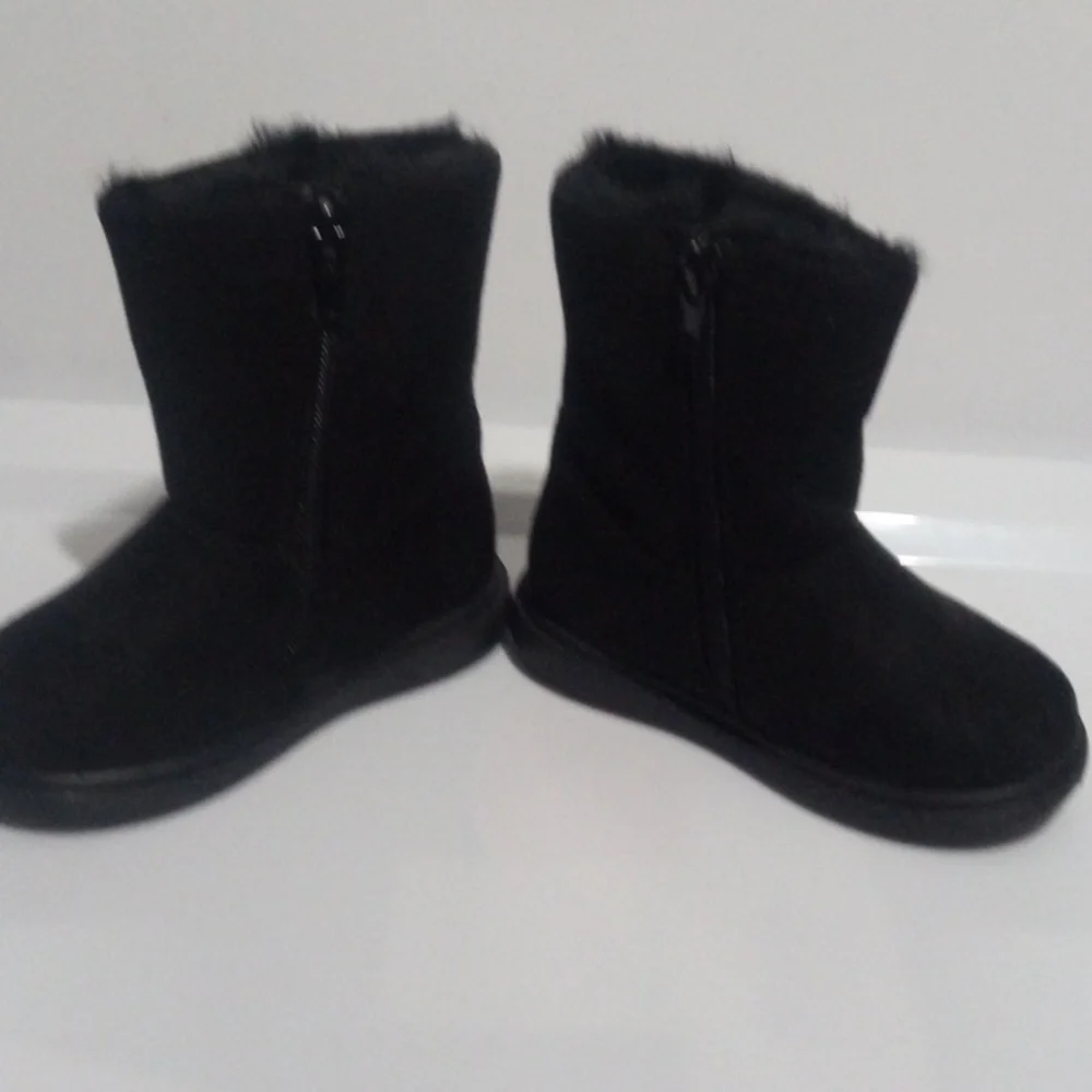 RACHEL SHOES Girl's Black Fur Ankle Boots with Rhinestones  SIZE 5 Toddler NWOT